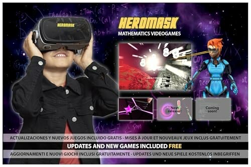 Child using VR headset with Heromask mathematics video games.