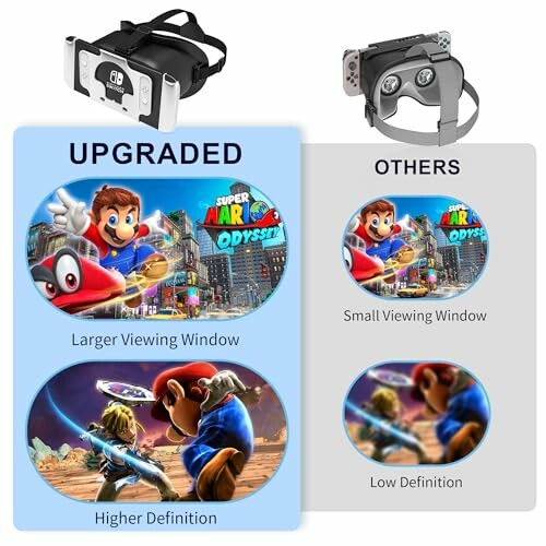 Comparison of upgraded and other VR headsets with game graphics.